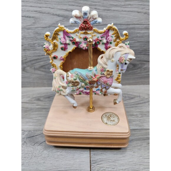 Bird Of Paradise Hummingbird Music Box Carousel Horse-Limited Edition-#0132 - Picture 1 of 13